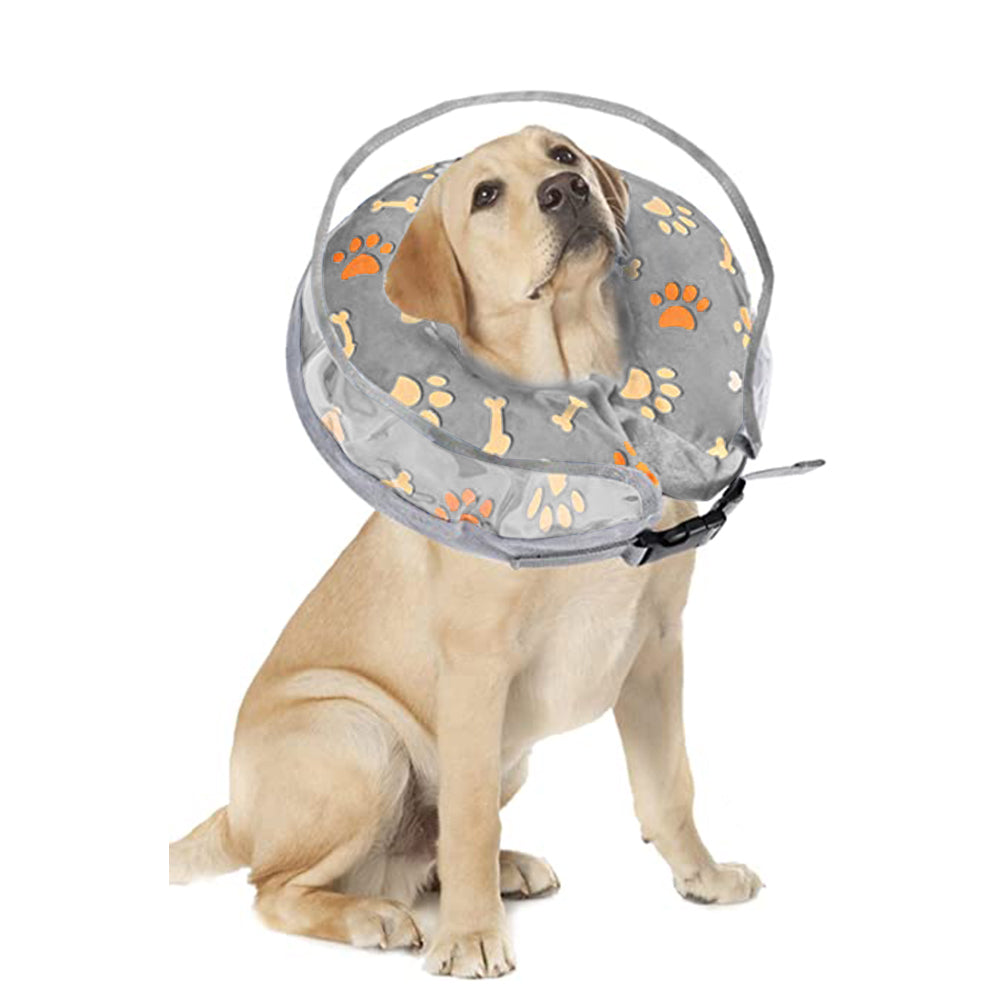 Soft Inflatable Dog Cone Donut Cone for Dogs with Enhanced Anti Licking Baffle