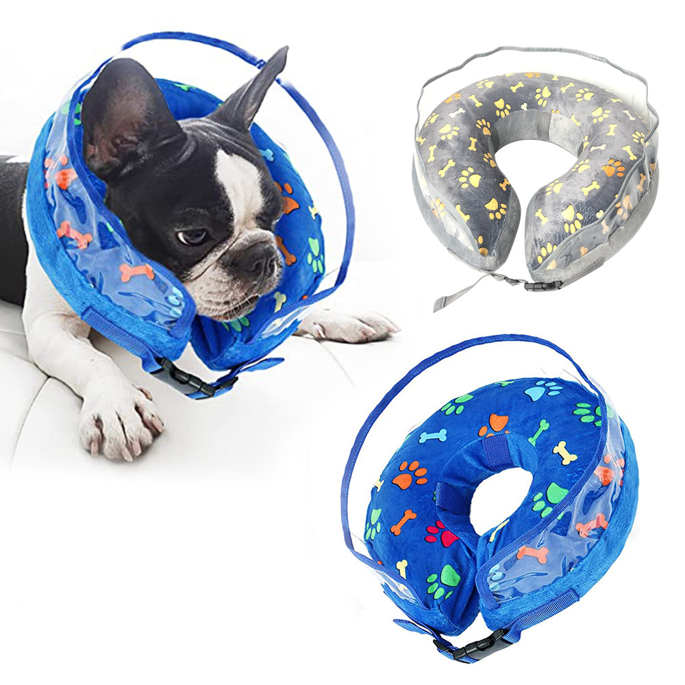 Soft Inflatable Dog Cone Donut Cone for Dogs with Enhanced Anti Licking Baffle