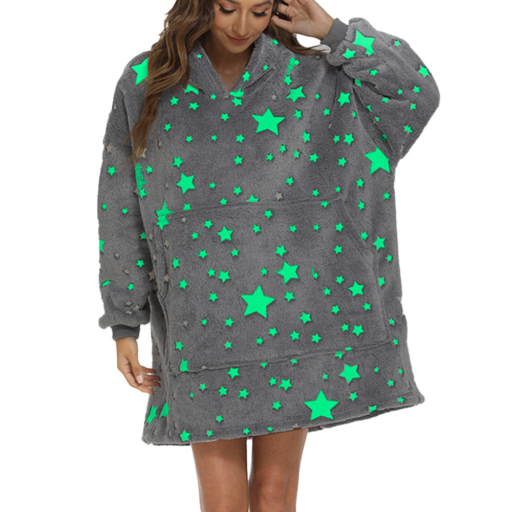 Wearable Blanket Hoodie Glow in The Dark Sherpa Hoodie