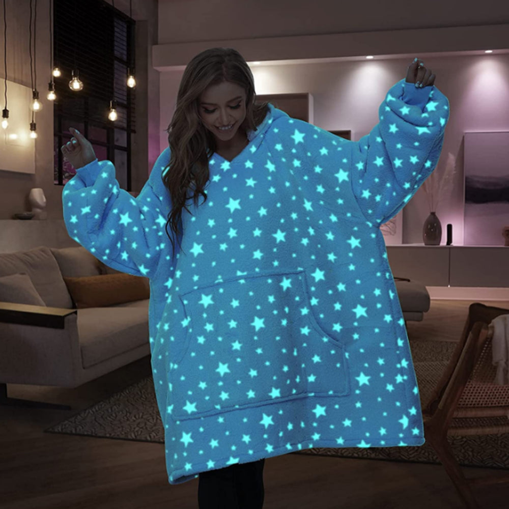 Wearable Blanket Hoodie Glow in The Dark Sherpa Hoodie