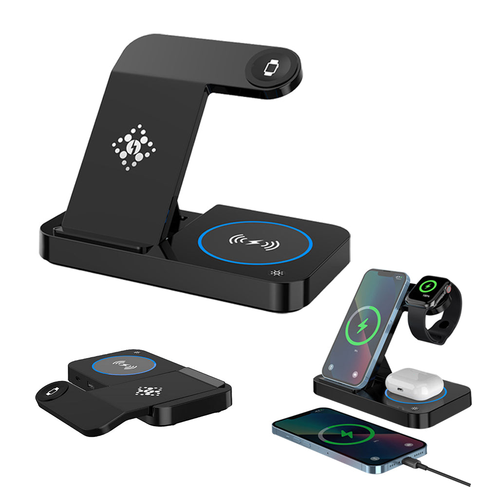 2Pcs 3 In 1 USB Wireless Charging Station for Samsung iPhone Apple Watch