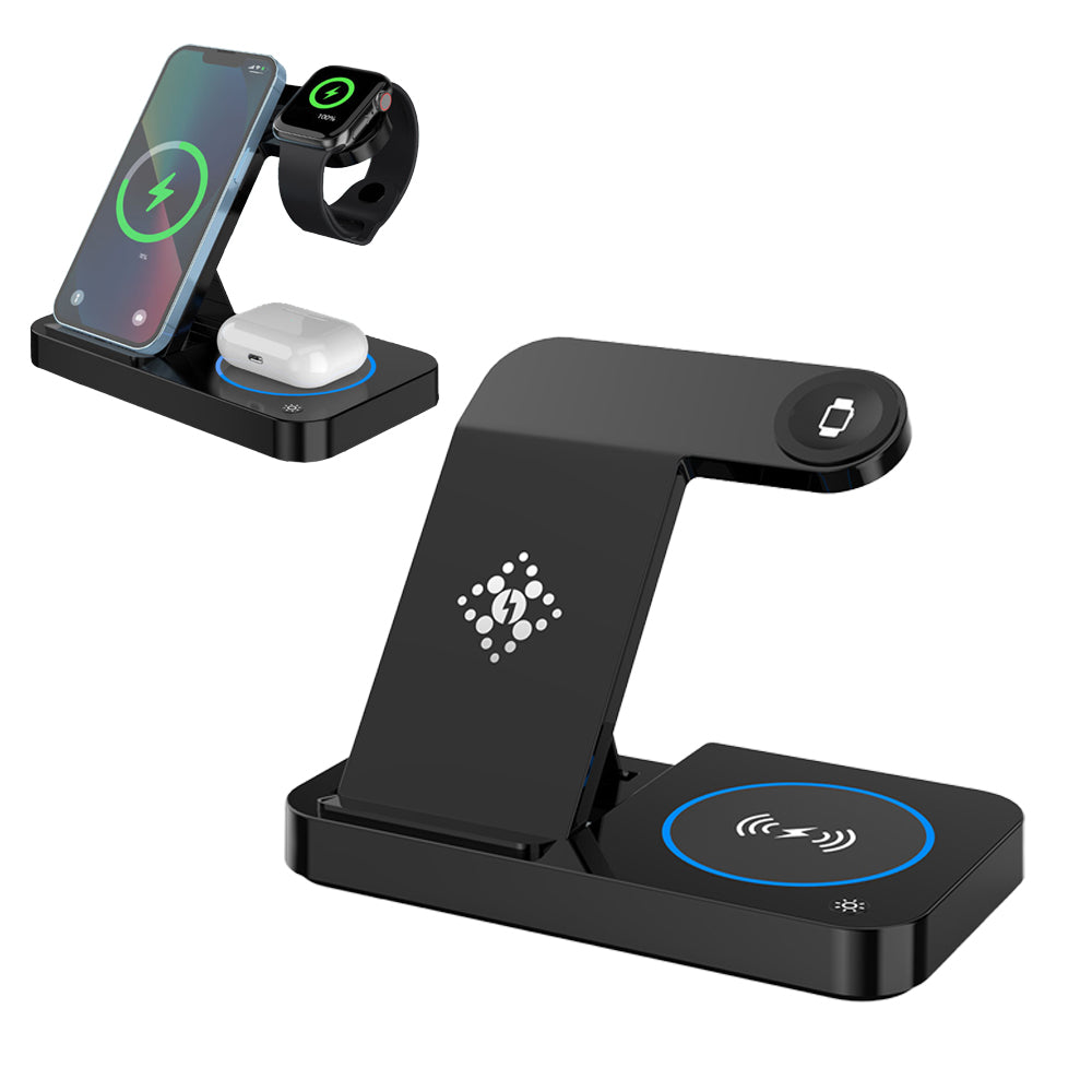 2Pcs 3 In 1 USB Wireless Charging Station for Samsung iPhone Apple Watch