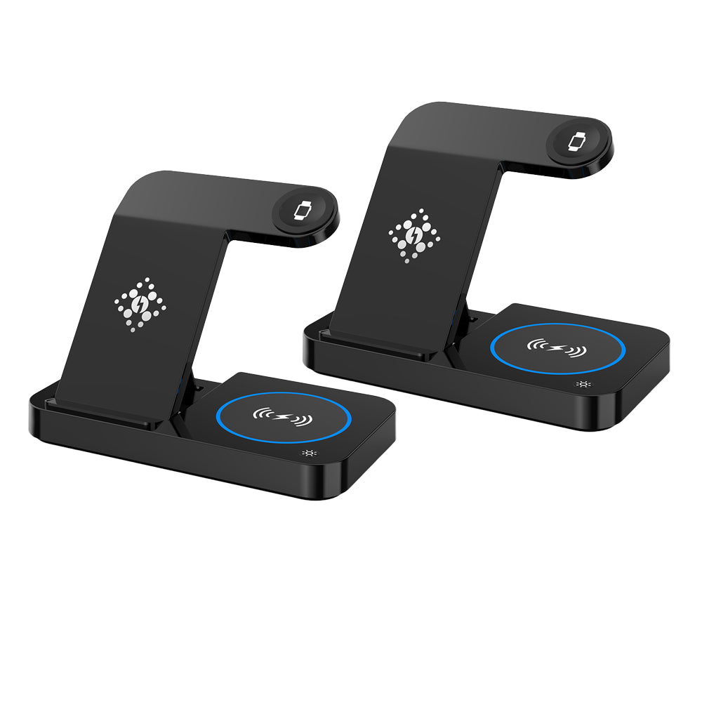 2Pcs 3 In 1 USB Wireless Charging Station for Samsung iPhone Apple Watch