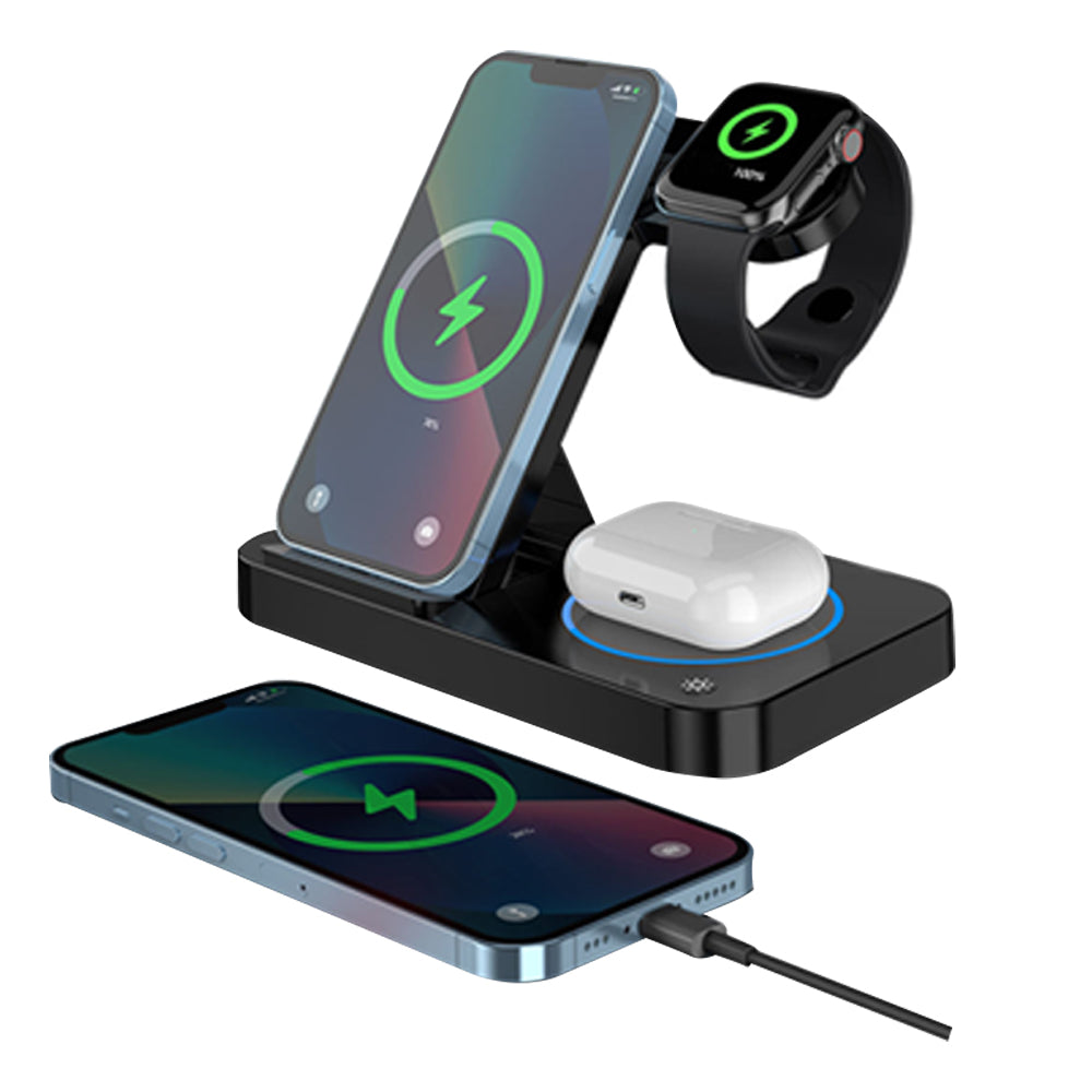 2Pcs 3 In 1 USB Wireless Charging Station for Samsung iPhone Apple Watch