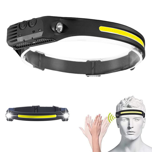 Water-Resistant COB LED Motion Sensor Headlight Head Torch Rechargeable Headlamp