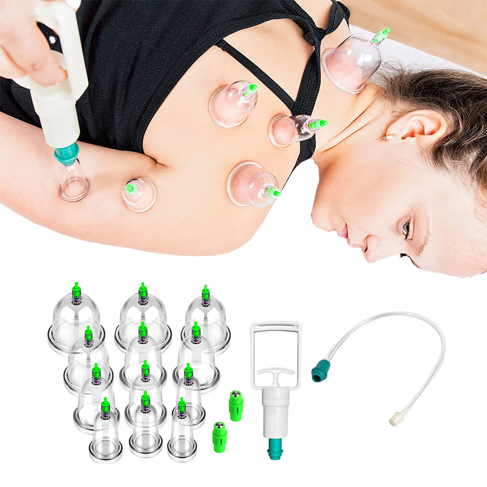 12Pcs Vacuum Cupping Cup Set Massage Kit Acupuncture Suction Massager Therapy