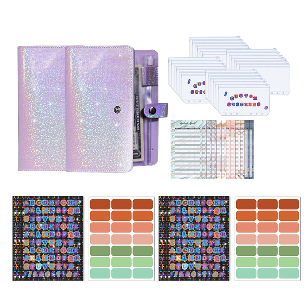 A6 PU Leather Budget Planning Notebook with Cash Pockets Sheets