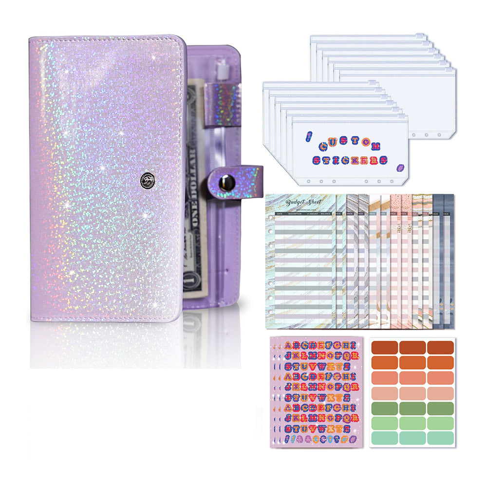 A6 PU Leather Budget Planning Notebook with Cash Pockets Sheets