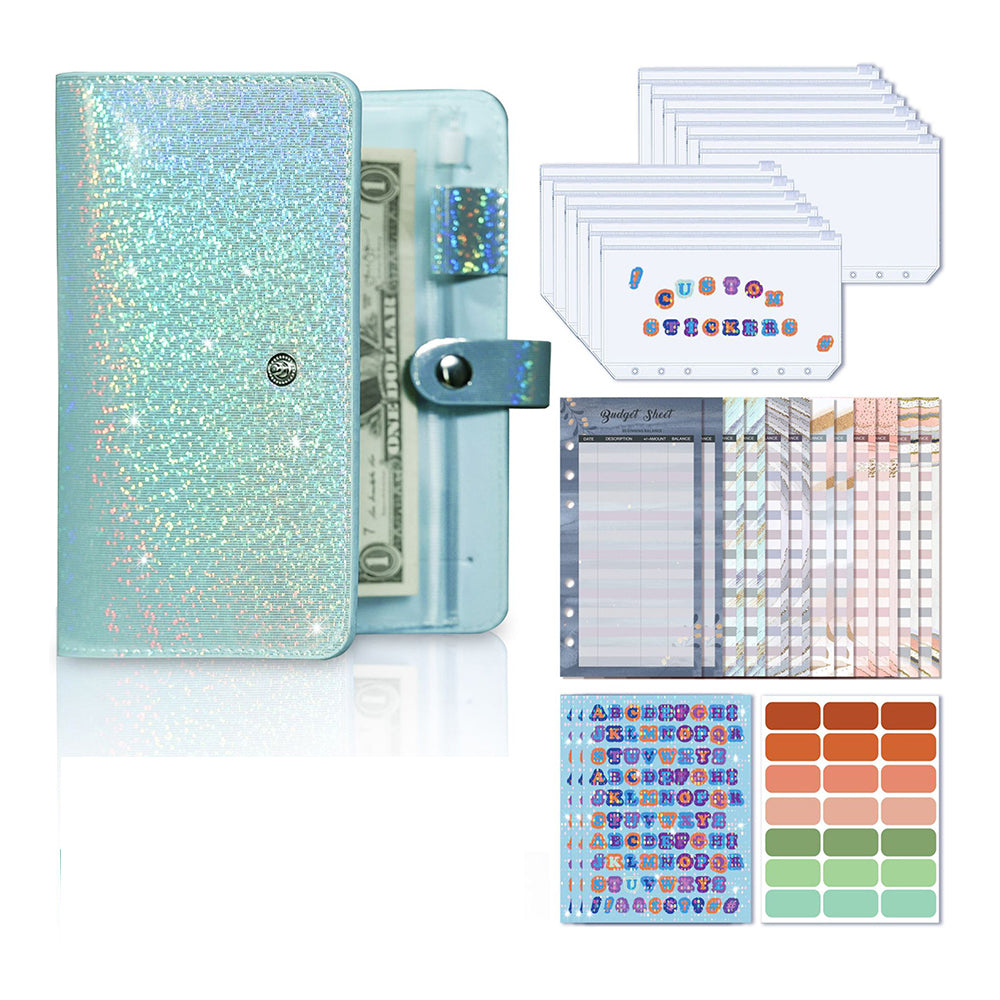 A6 PU Leather Budget Planning Notebook with Cash Pockets Sheets