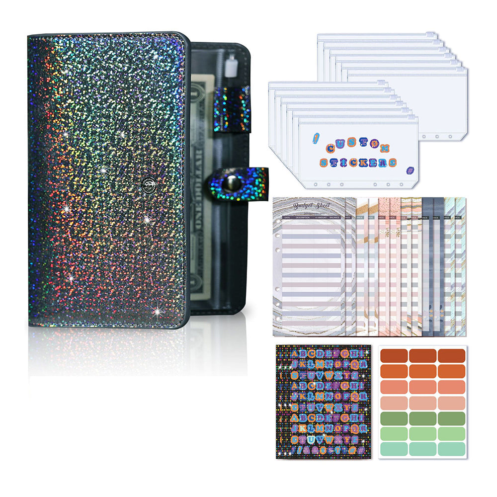 A6 PU Leather Budget Planning Notebook with Cash Pockets Sheets