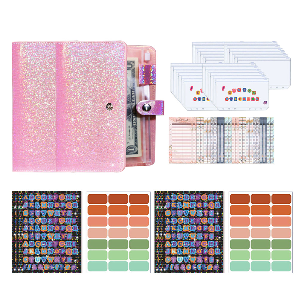 A6 PU Leather Budget Planning Notebook with Cash Pockets Sheets