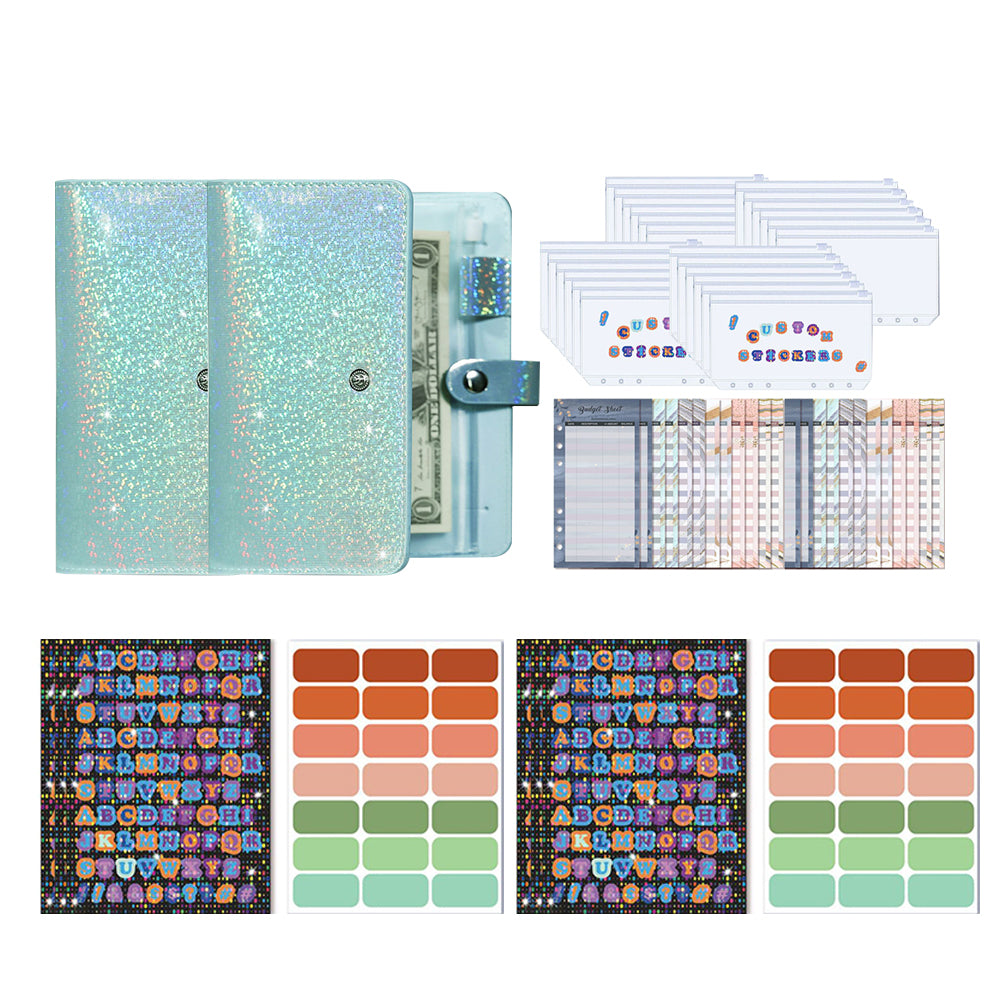 A6 PU Leather Budget Planning Notebook with Cash Pockets Sheets