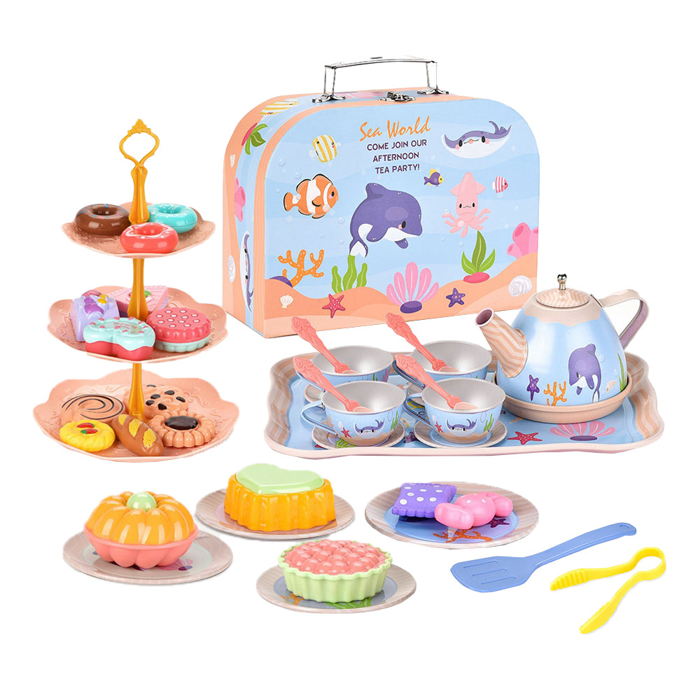 Tea Desserts and Carrying Case Set Toys for Little Girls