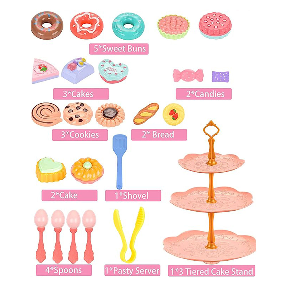 Tea Desserts and Carrying Case Set Toys for Little Girls