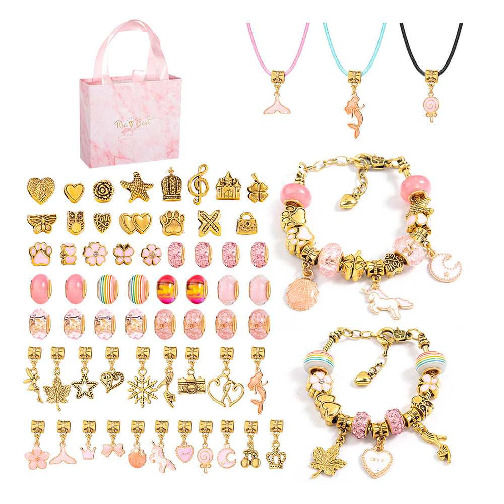 66 PCs DIY Bracelet Kids Charm Bracelet Making Kit Beads Bracelet DIY Craft