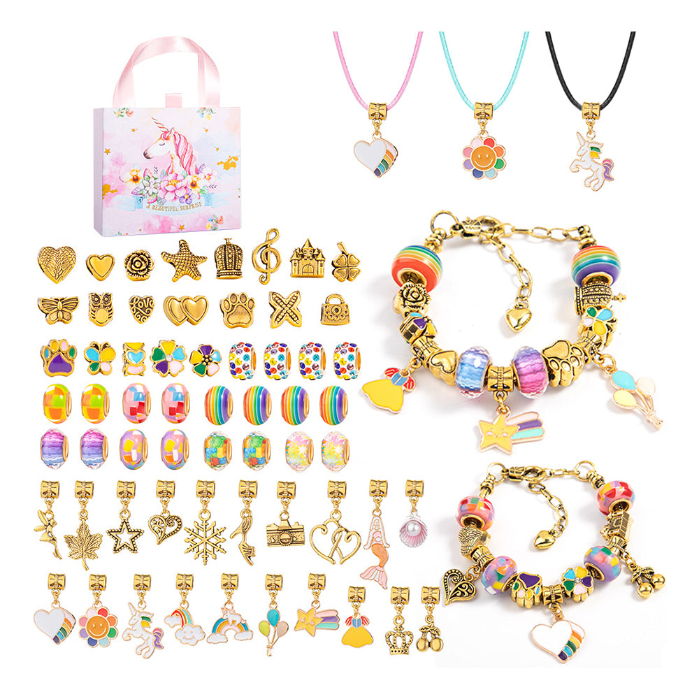 66 PCs DIY Bracelet Kids Charm Bracelet Making Kit Beads Bracelet DIY Craft