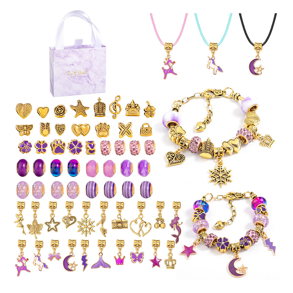 66 PCs DIY Bracelet Kids Charm Bracelet Making Kit Beads Bracelet DIY Craft
