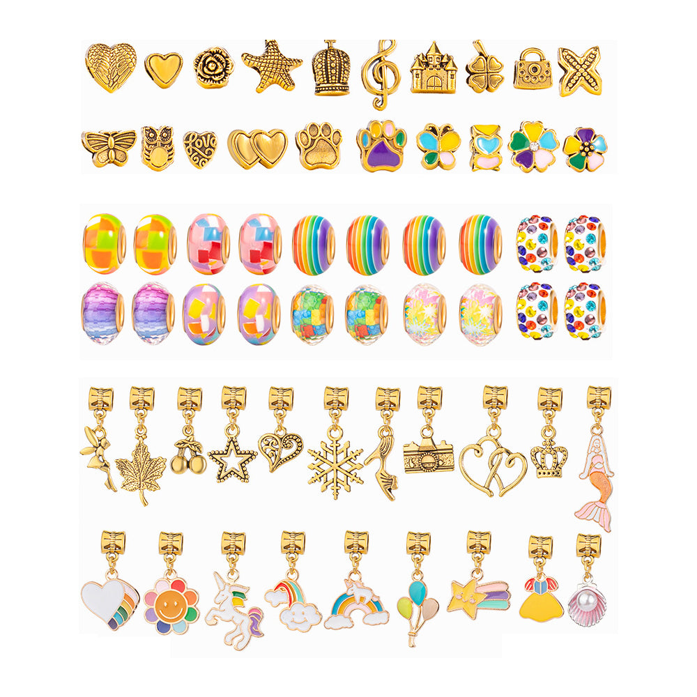 66 PCs DIY Bracelet Kids Charm Bracelet Making Kit Beads Bracelet DIY Craft