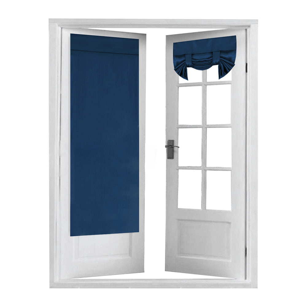 2 PCs French Style Blackout Door Curtains with Sticky Straps