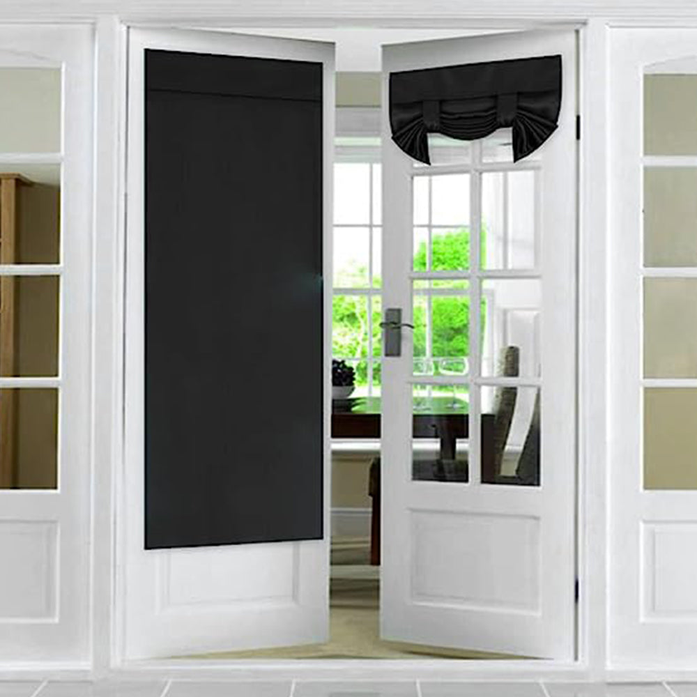 2 PCs French Style Blackout Door Curtains with Sticky Straps