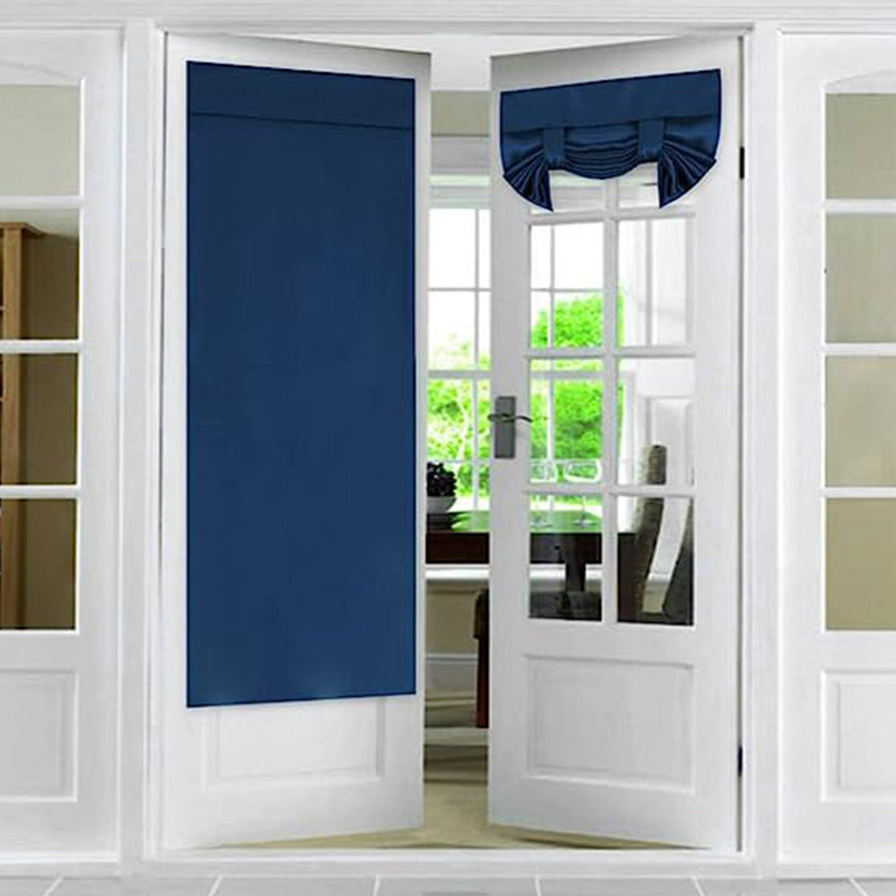 2 PCs French Style Blackout Door Curtains with Sticky Straps
