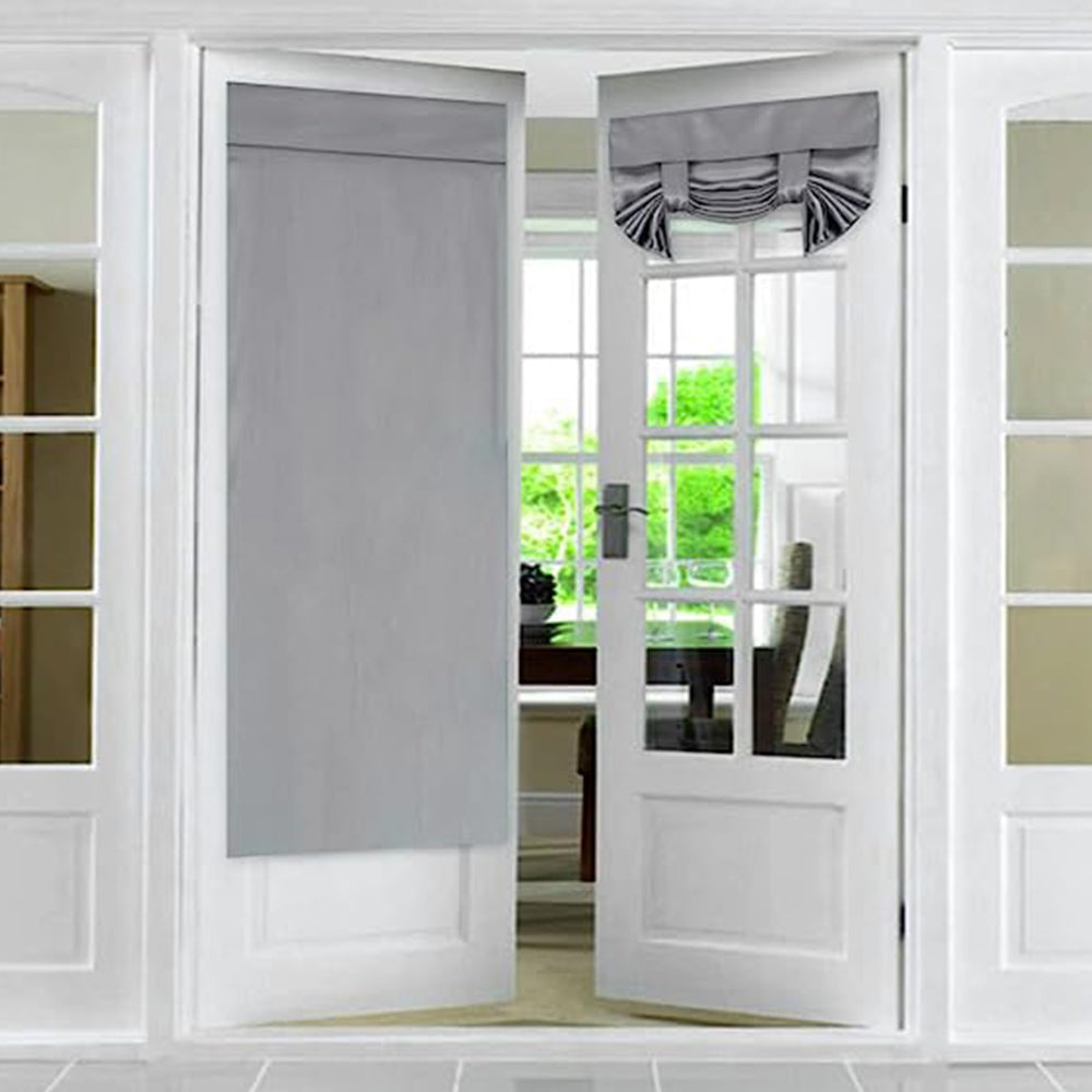 2 PCs French Style Blackout Door Curtains with Sticky Straps