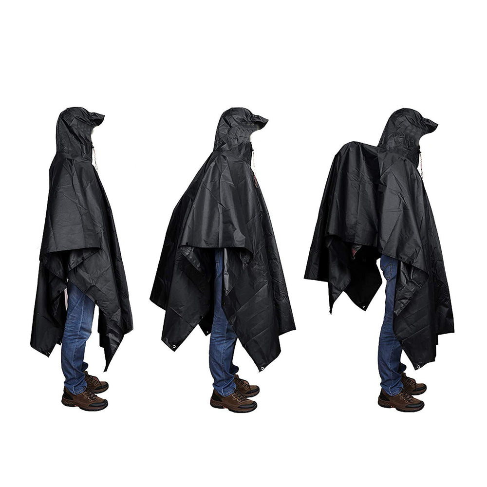 3-in-1 Hooded Water-resistant Raincoat Jacket for Men Women Adults