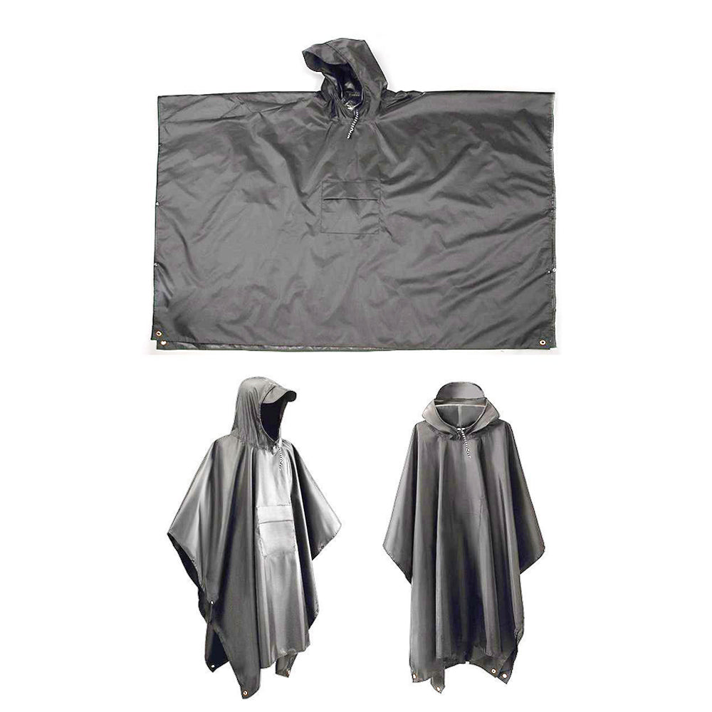 3-in-1 Hooded Water-resistant Raincoat Jacket for Men Women Adults