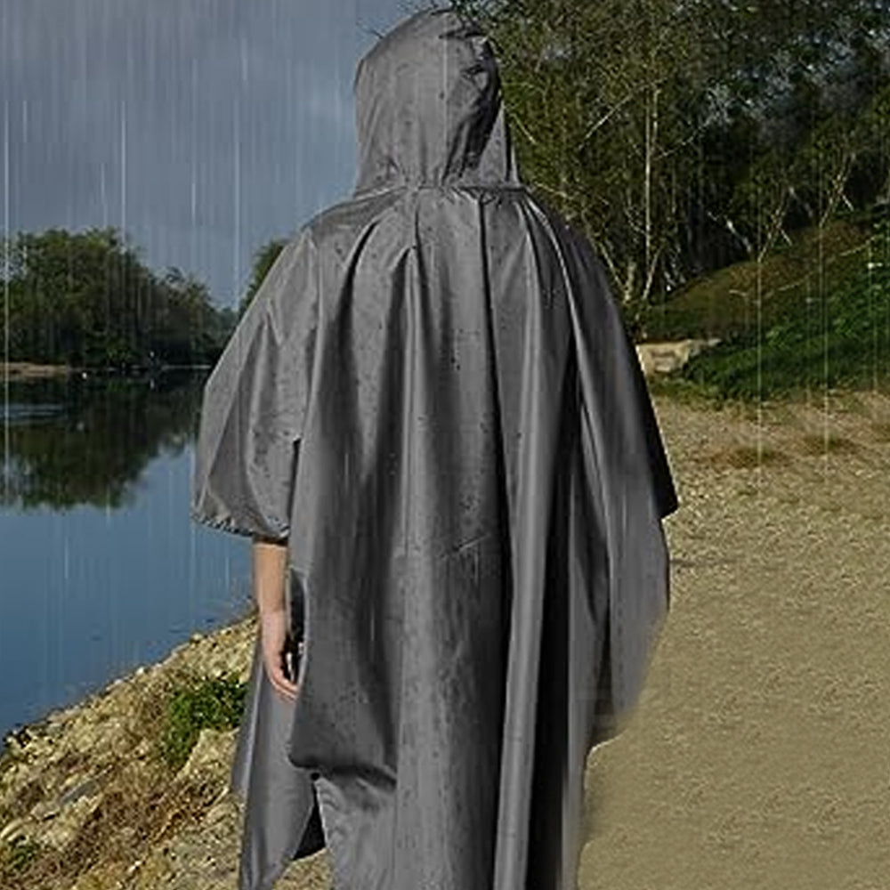 3-in-1 Hooded Water-resistant Raincoat Jacket for Men Women Adults