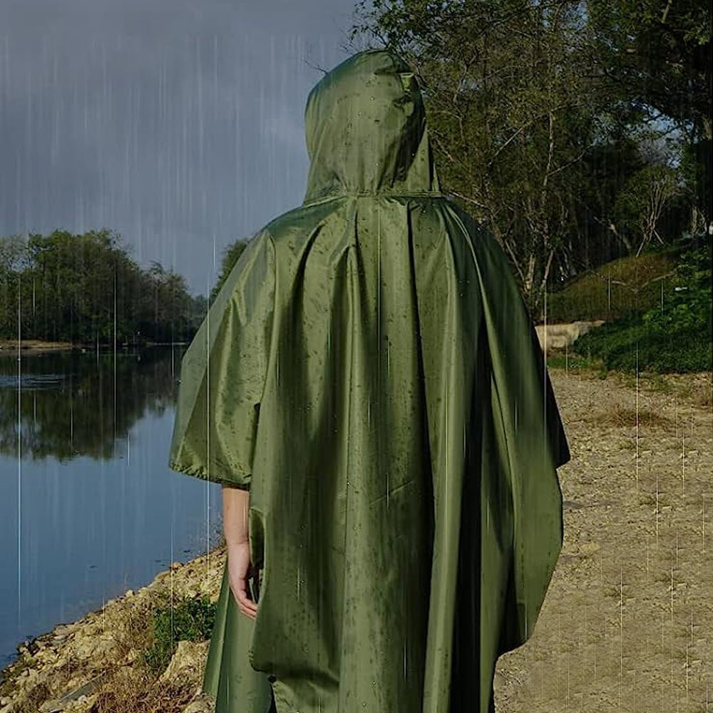 3-in-1 Hooded Water-resistant Raincoat Jacket for Men Women Adults
