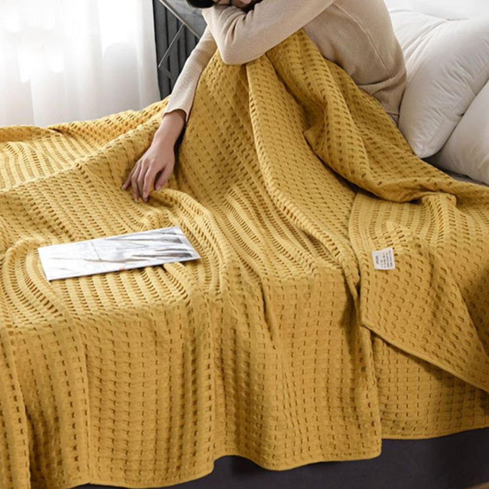 Cozy and Soft Waffle Weave 100% Cotton Blankets