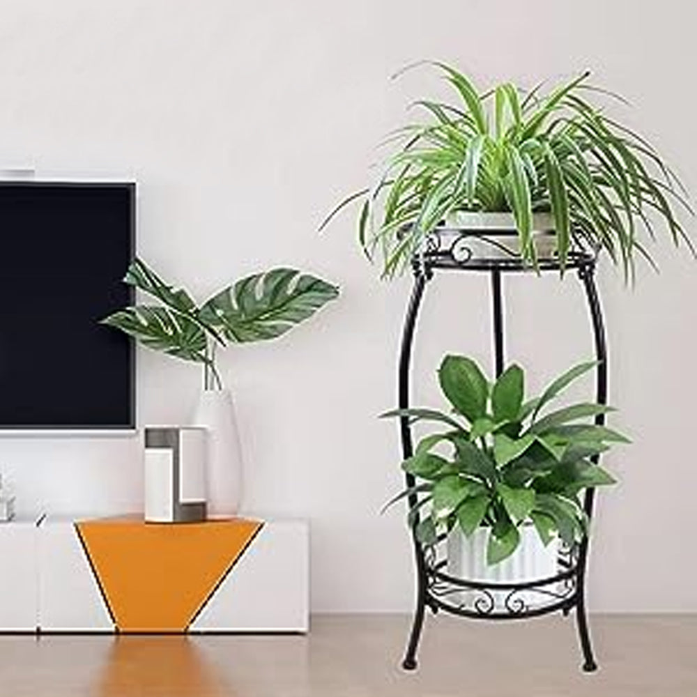 2 Layers Metal Plant Holder Rack for Garden
