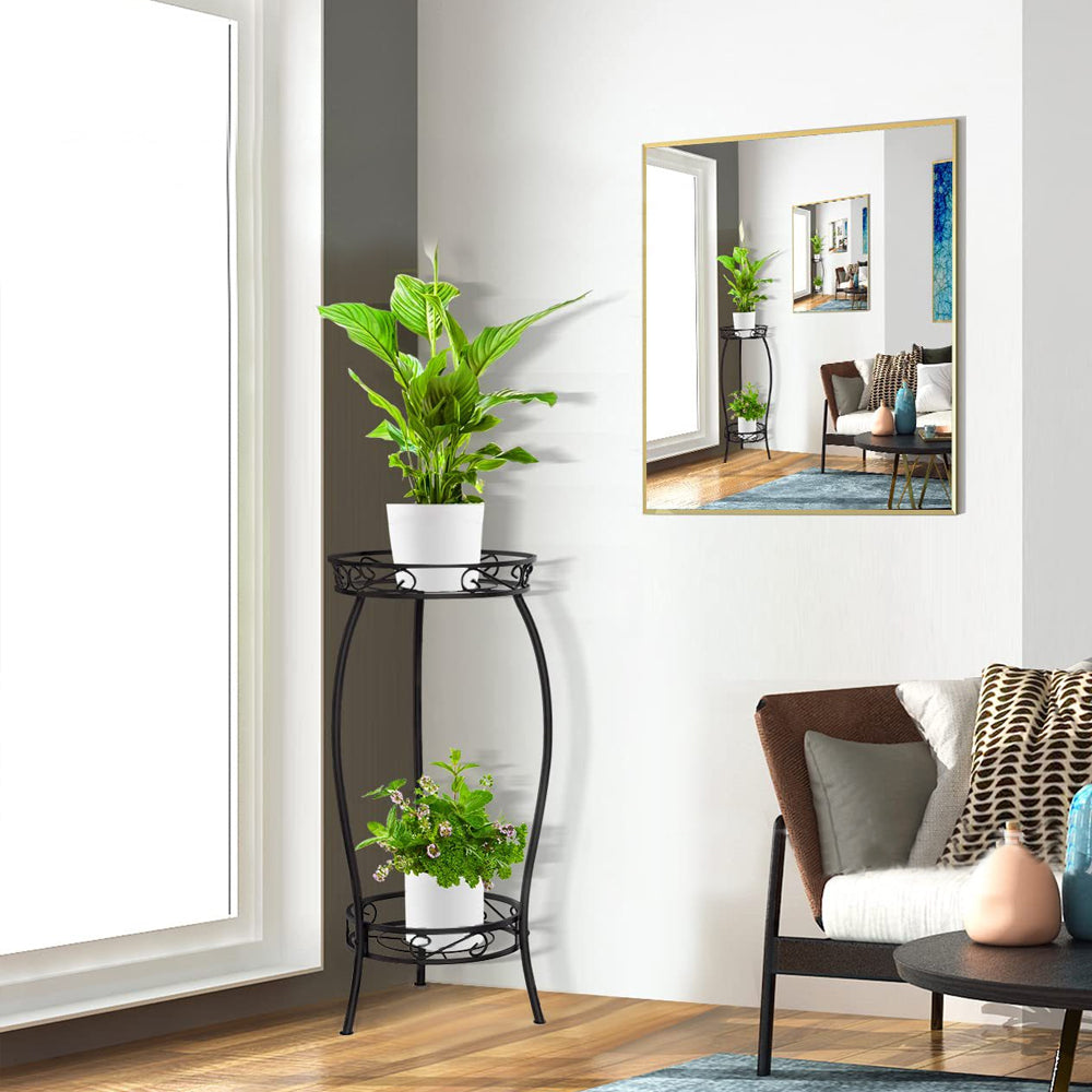 2 Layers Metal Plant Holder Rack for Garden