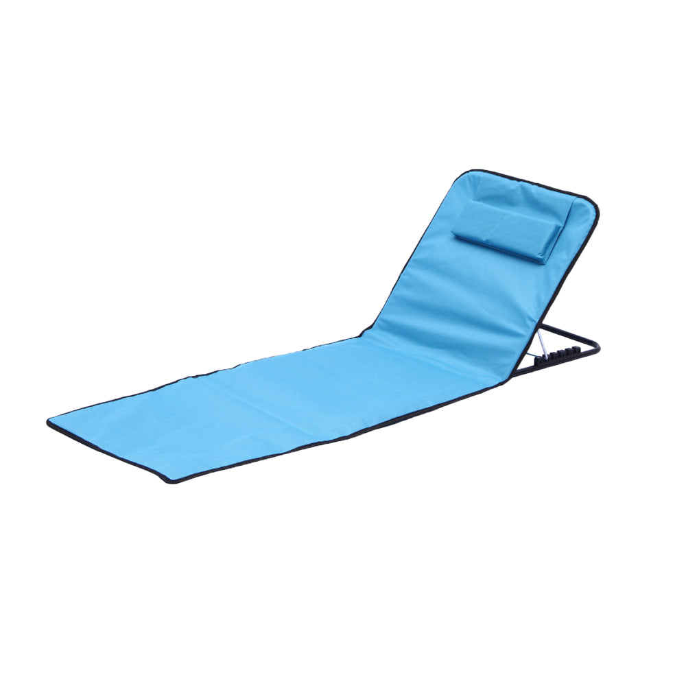 Camping Folding 5 Position Adjustable Beach Chairs with Backrest and Storage