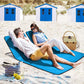 Camping Folding 5 Position Adjustable Beach Chairs with Backrest and Storage