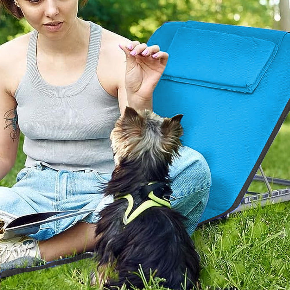 Camping Folding 5 Position Adjustable Beach Chairs with Backrest and Storage