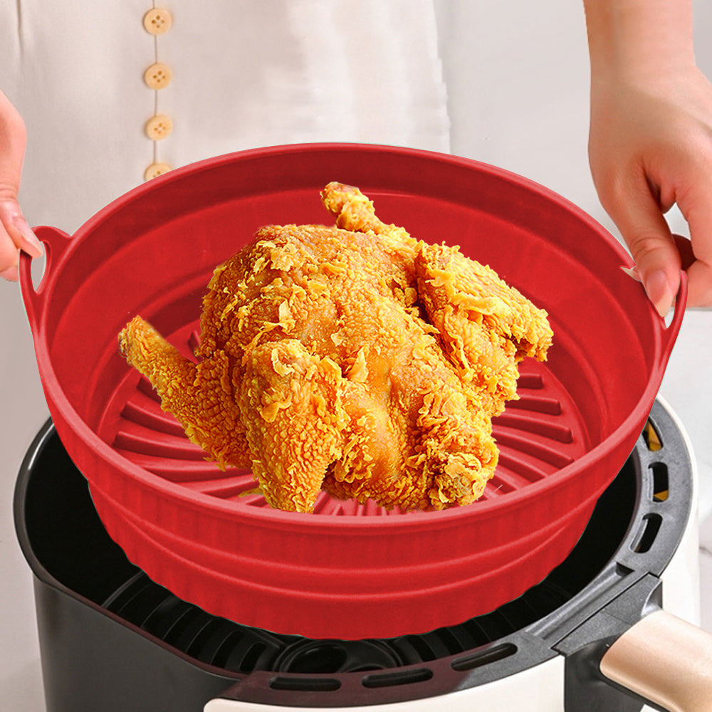 2Pcs Reusable Foldable Air Fryer Silicone Pot-Round