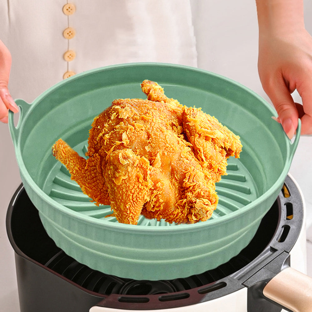 2Pcs Reusable Foldable Air Fryer Silicone Pot-Round