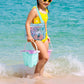 2Pcs Beach Seashell Collection Mesh Storage Bag with Adjustable Strap and Zipper for Kids