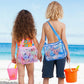 2Pcs Beach Seashell Collection Mesh Storage Bag with Adjustable Strap and Zipper for Kids