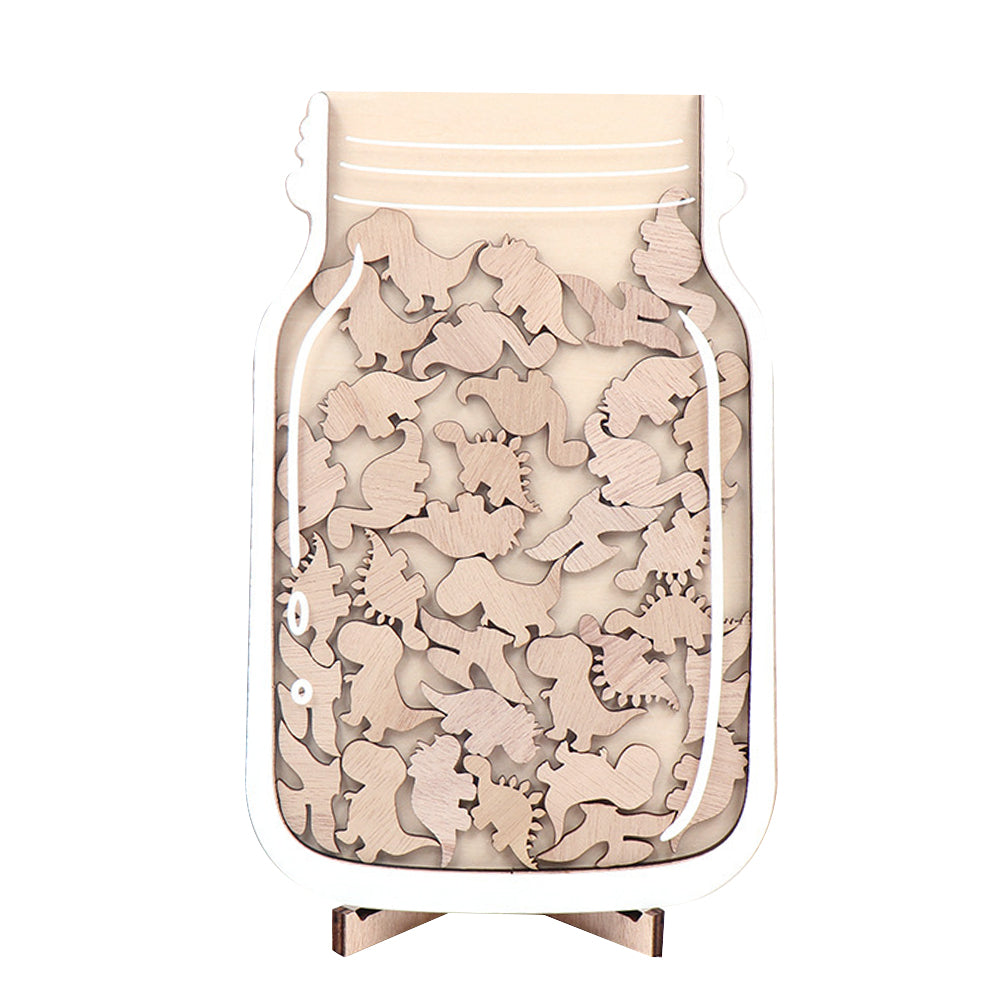 Training Star Reward Jar for Kids-Wood Dinosaur