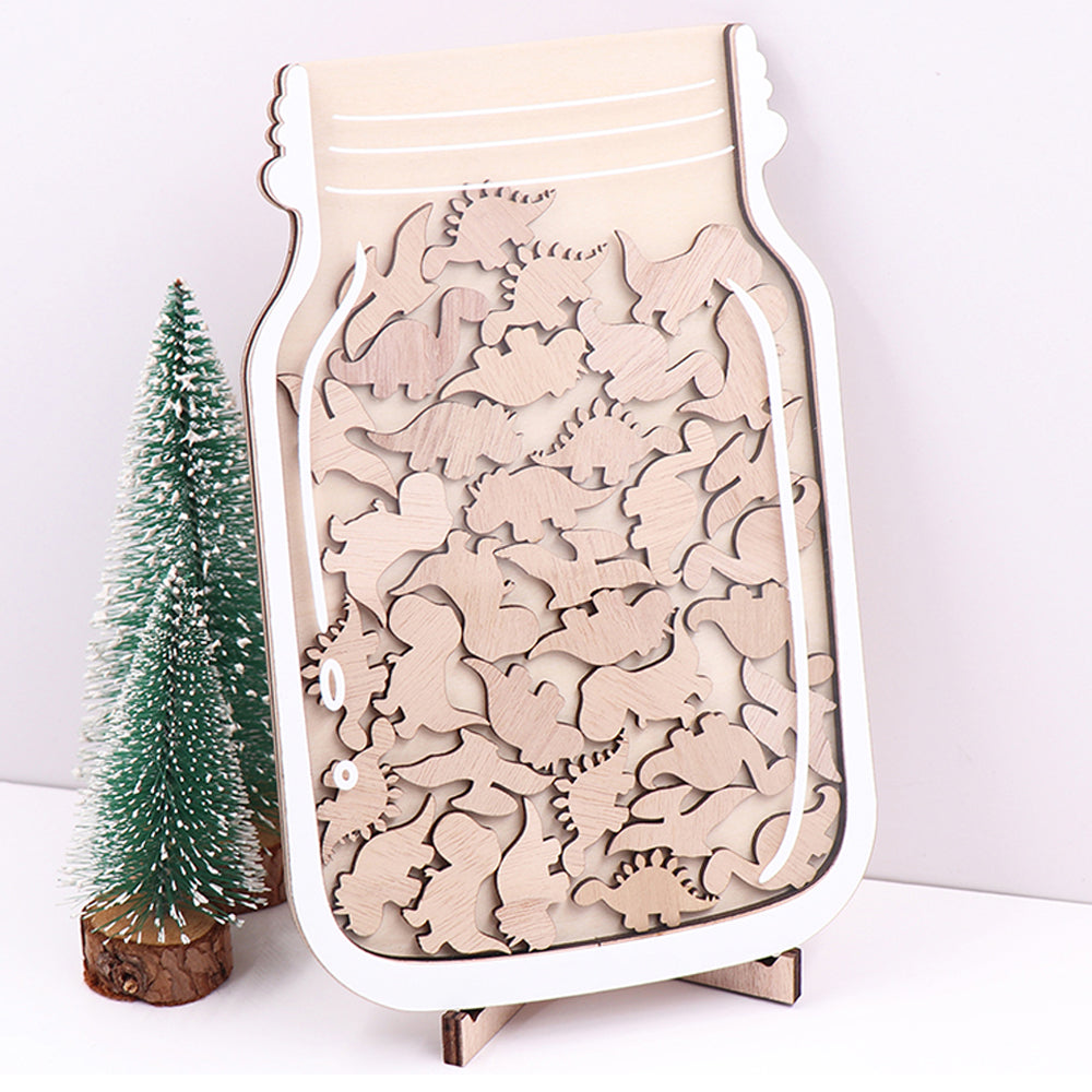 Training Star Reward Jar for Kids-Wood Dinosaur