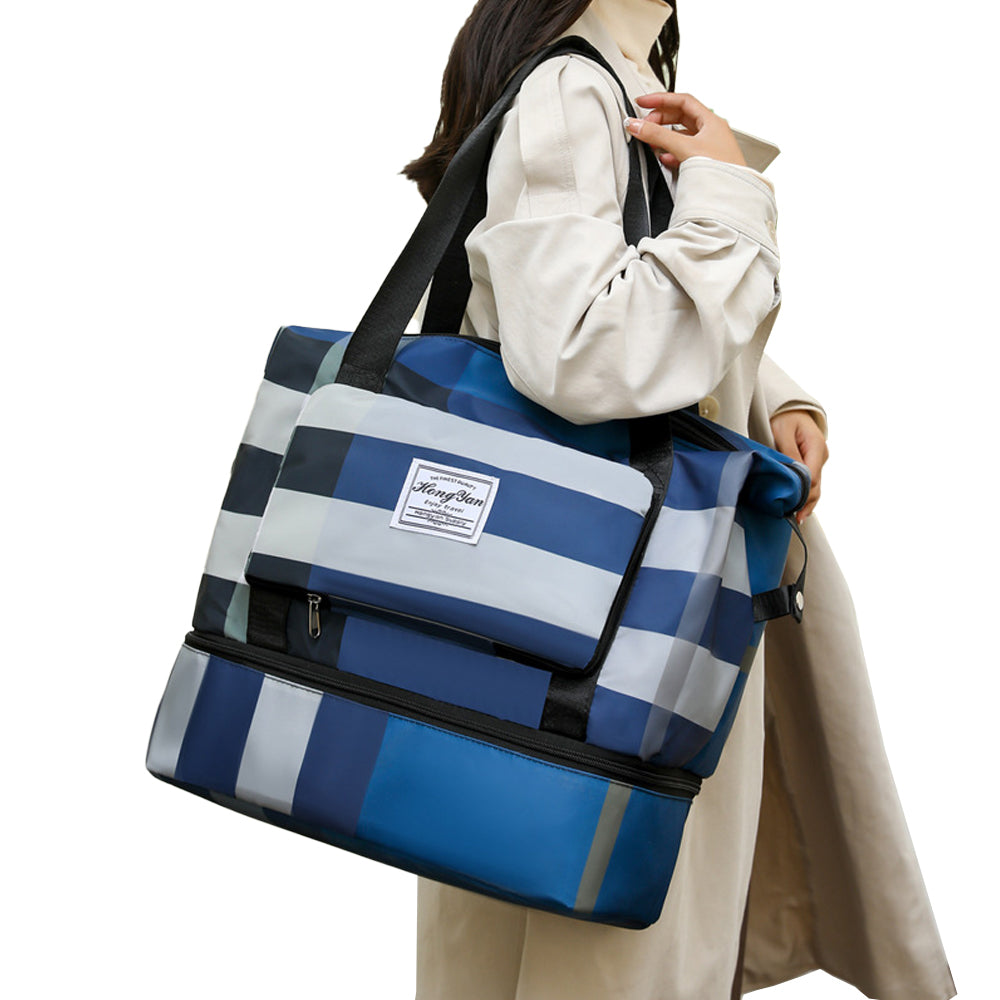Large Capacity Foldable Dry and Wet Separation Travel Bag with Shoe Compartment