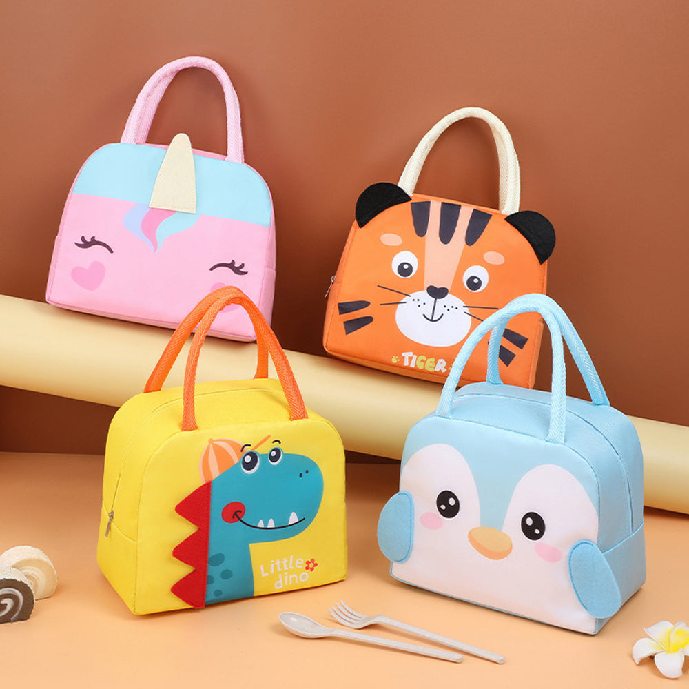 2Pcs Cute Cartoon Animal Lunch Bags for Kids Lunch Box Carry Tote Picnic Case Storage Bag