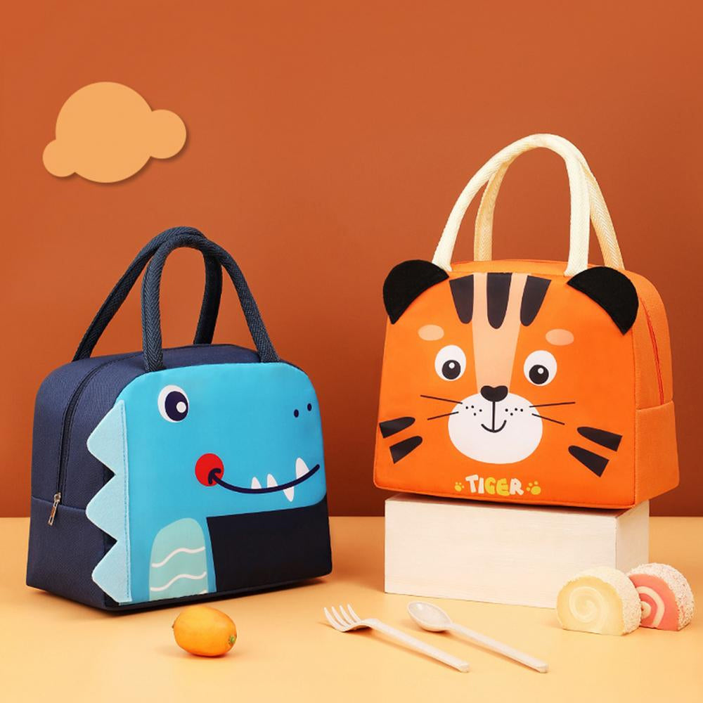 2Pcs Cute Cartoon Animal Lunch Bags for Kids Lunch Box Carry Tote Picnic Case Storage Bag
