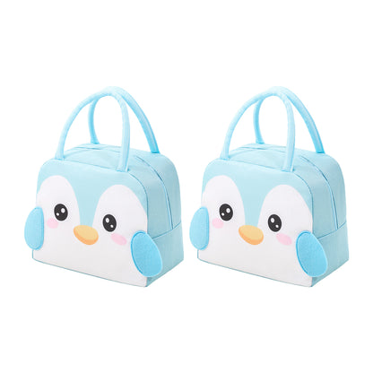 2Pcs Cute Cartoon Animal Lunch Bags for Kids Lunch Box Carry Tote Picnic Case Storage Bag