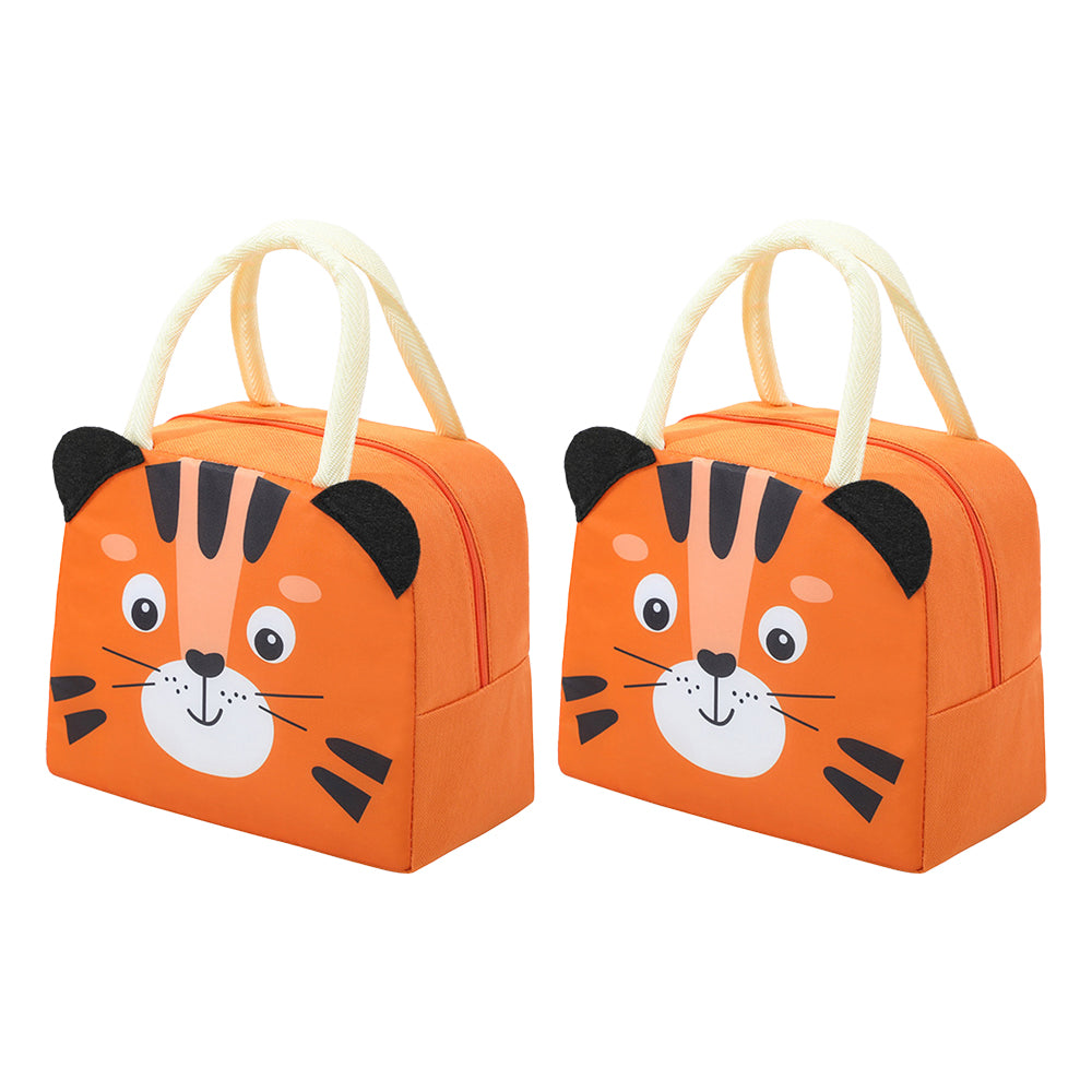 2Pcs Cute Cartoon Animal Lunch Bags for Kids Lunch Box Carry Tote Picnic Case Storage Bag