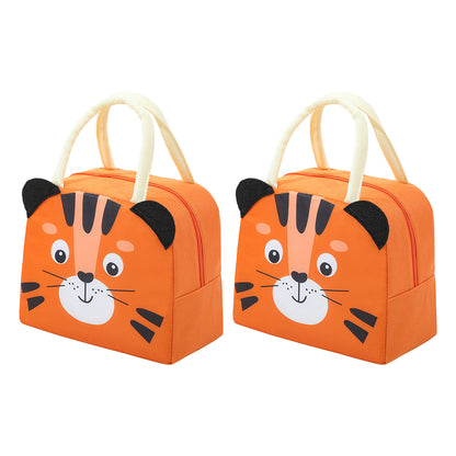2Pcs Cute Cartoon Animal Lunch Bags for Kids Lunch Box Carry Tote Picnic Case Storage Bag