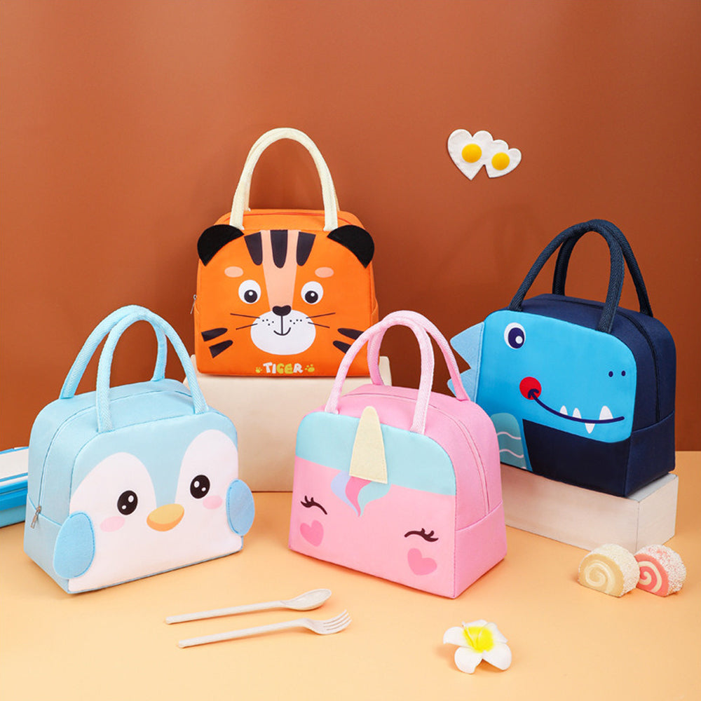 2Pcs Cute Cartoon Animal Lunch Bags for Kids Lunch Box Carry Tote Picnic Case Storage Bag