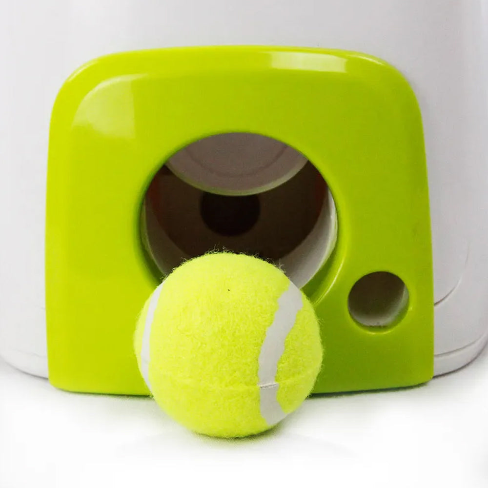 Dog Pet Toy Tennis Launcher Interactive Tennis Ball Thrower Double Hole Food Reward Machine
